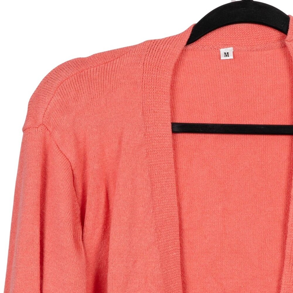 Salmon Cardigan Sweater M Orange Long Pockets Stretch Grammacore Cozy Winter - Picture 2 of 6